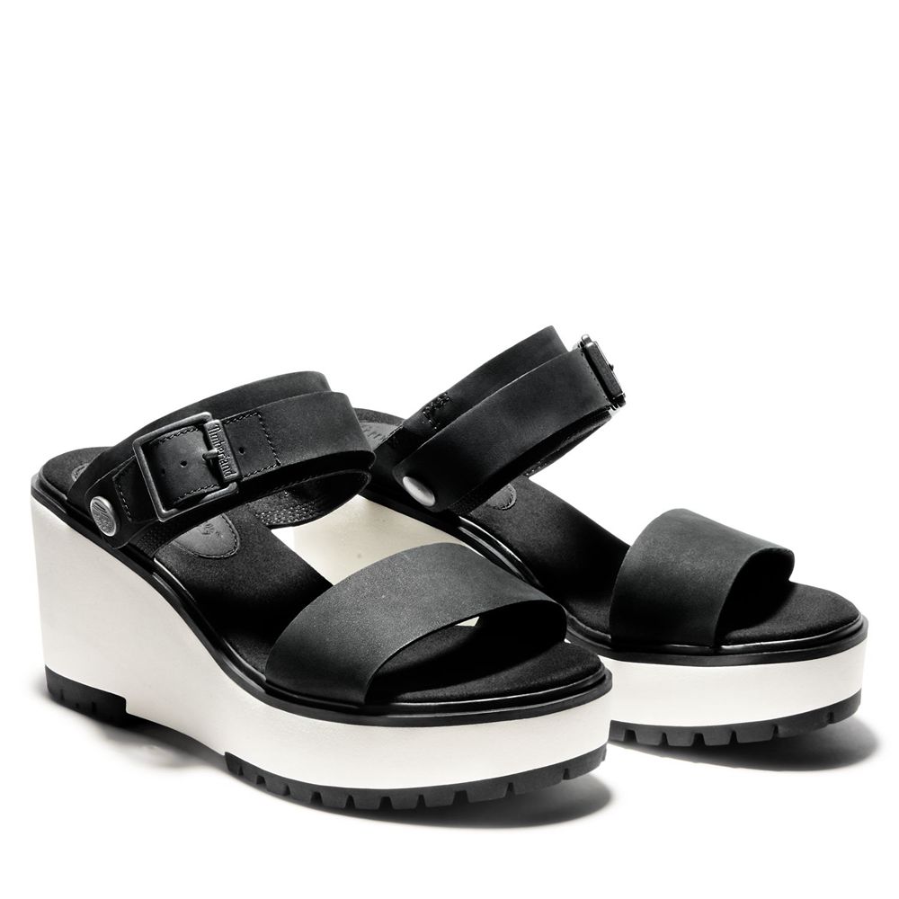 Sandalias Timberland Mujer Koralyn Wedge Negras/Blancas - Chile AEG-814205